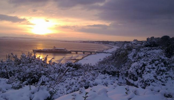 A crisp snowy shot of Bournemouth pier 